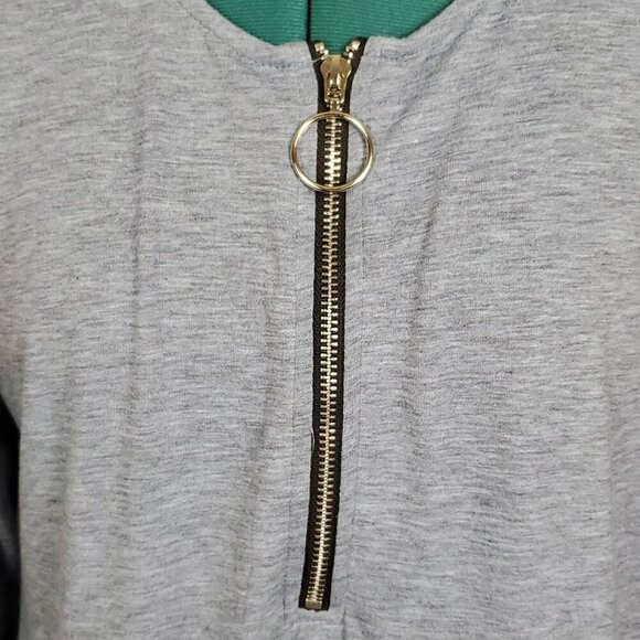 NWT Womens Long Sleeve‎ Tunic Top Med 1/2 Zip Crew Neck Casual Buttons Trendy - Picture 3 of 7